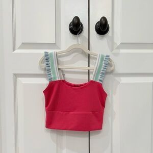 Stylish Pink Tank Top with Striped Straps